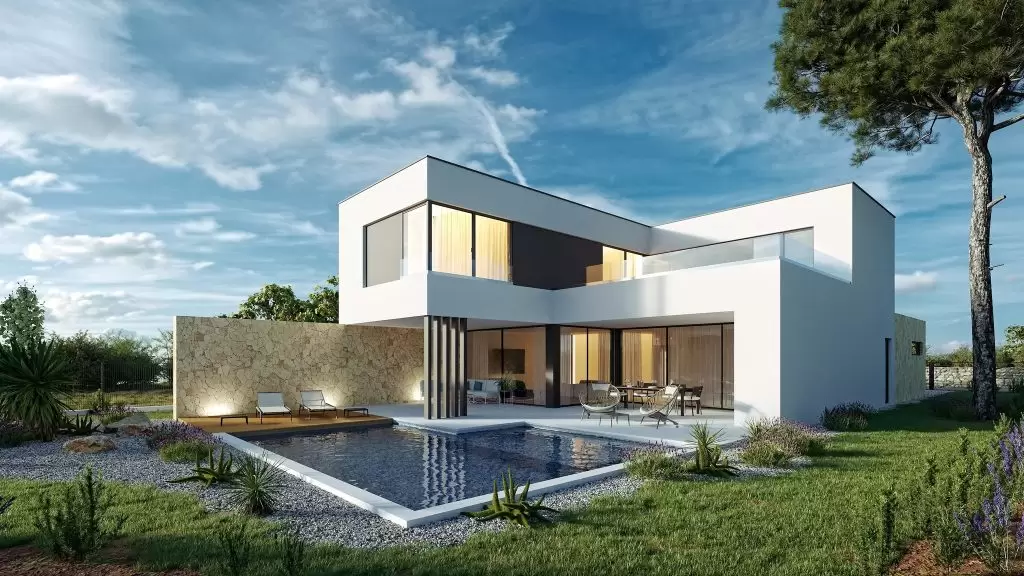 3D render eksterijera moderne vile – Axis Project
