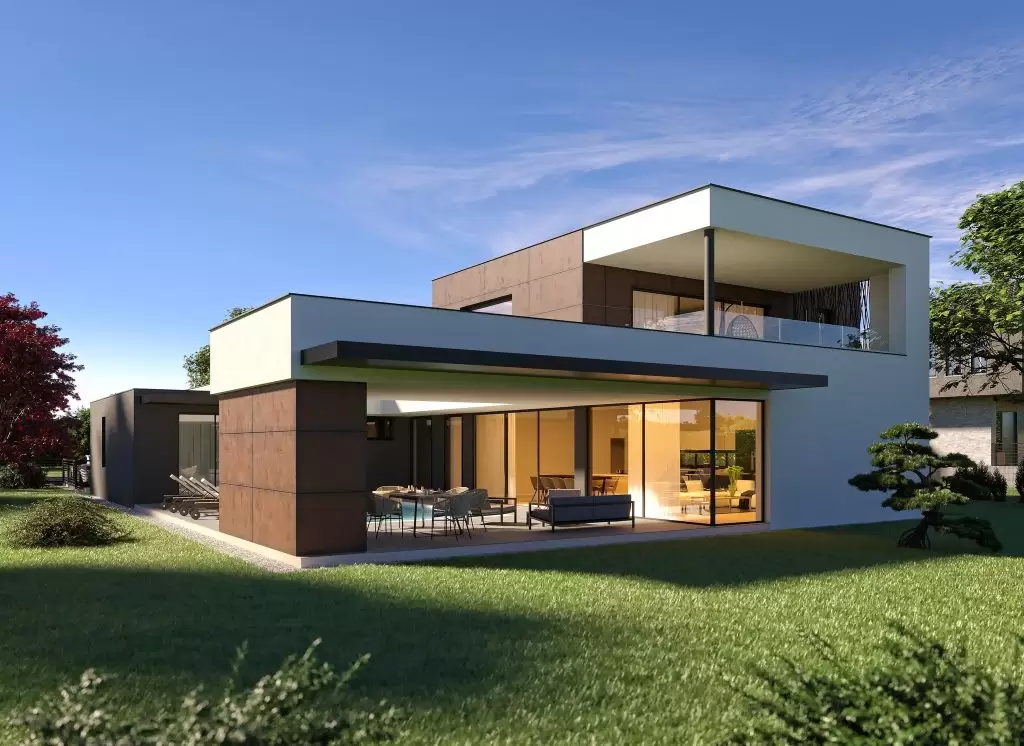 3D render eksterijera moderne vile – Axis Project
