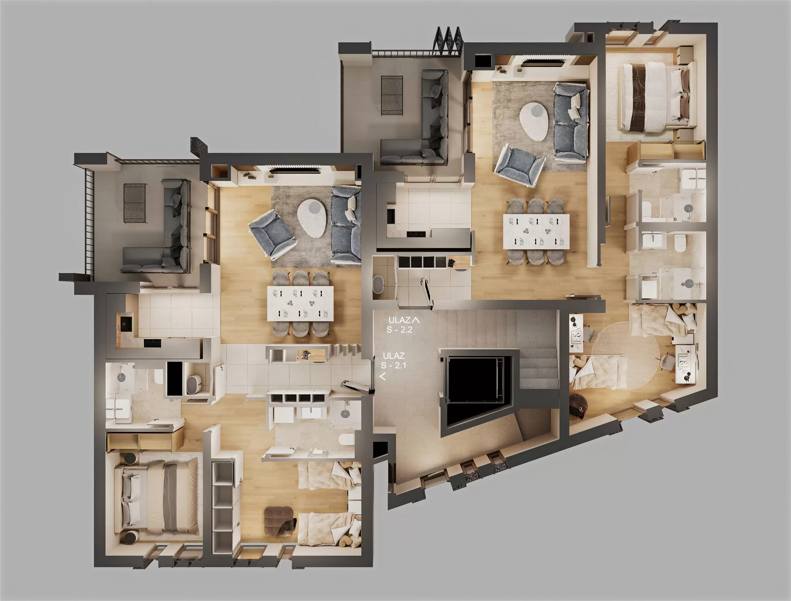 3D prikaz tlocrta stana | Axis Project – vizualizacija prostora